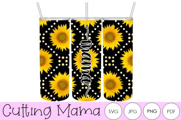20 Oz Skinny Black Sunflower Mama Tumble