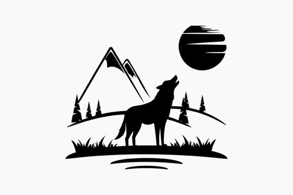 Howling Wolf Moon Landscape Silhouette