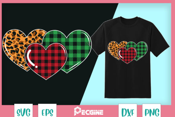 Leopard Heart Buffalo Plaid Hearts