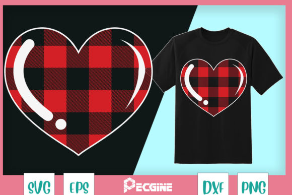 Plaid Red and Black Valentine Heart