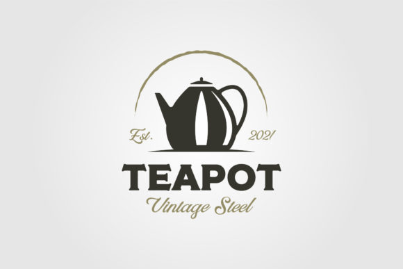 Stainless Steel Teapot Vintage Logo