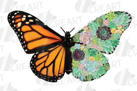 Succulent Garden Monarch Butterfly Decor